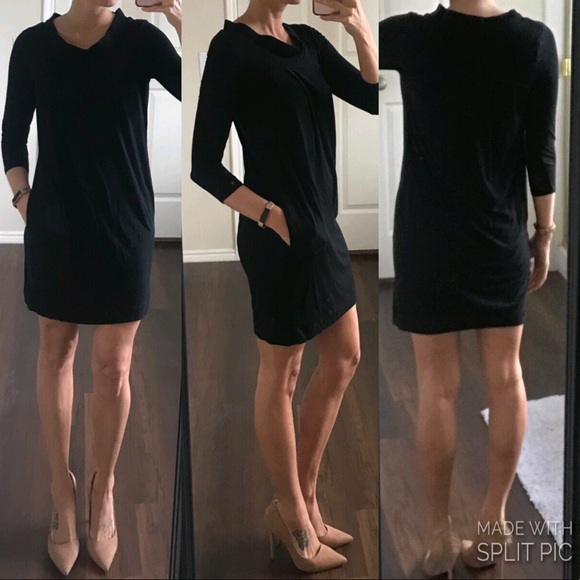 White House Black Market Dresses & Skirts - WHBM black shift dress w/ popped collar & pockets